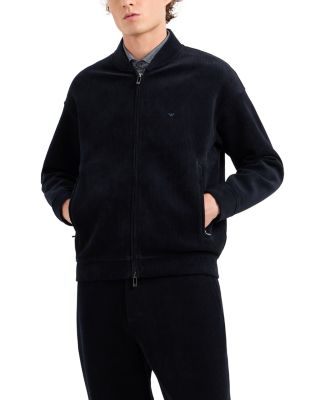 Emporio Armani - Cotton Blend Velour Ribbed Regular Fit Bomber Jacket