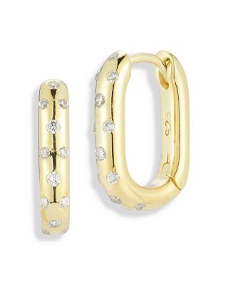 AQUA - Cubic Zirconia Scatter Square Huggie Hoop Earrings - Exclusive