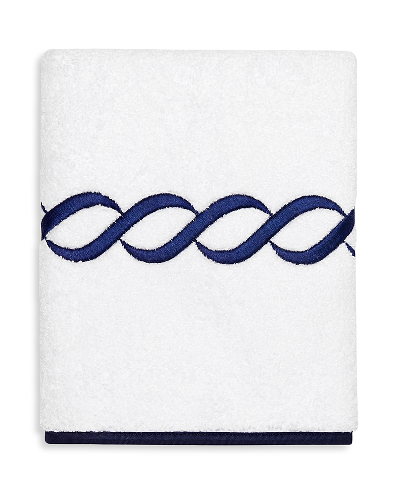 Pratesi Treccia Moderno Washcloth In White/navy