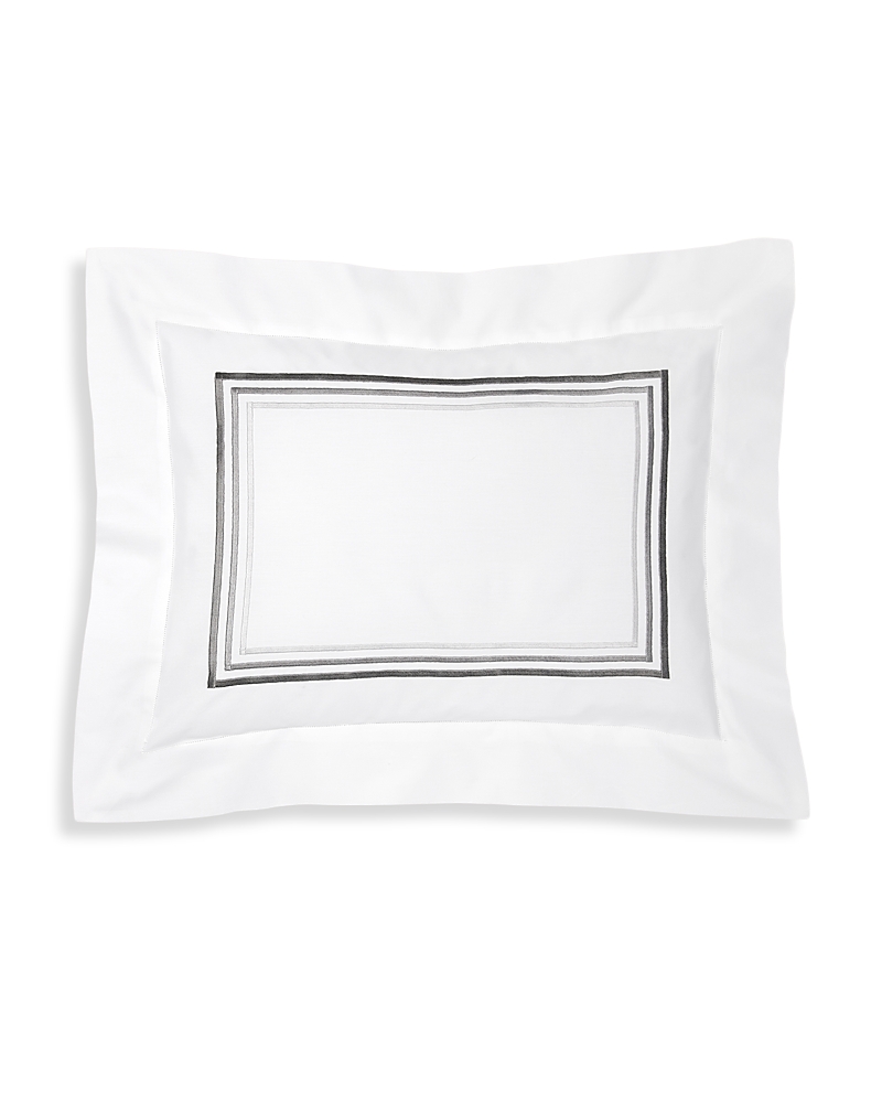 Pratesi Tre Righe Ombre Boudoir Sham In White/charcoal
