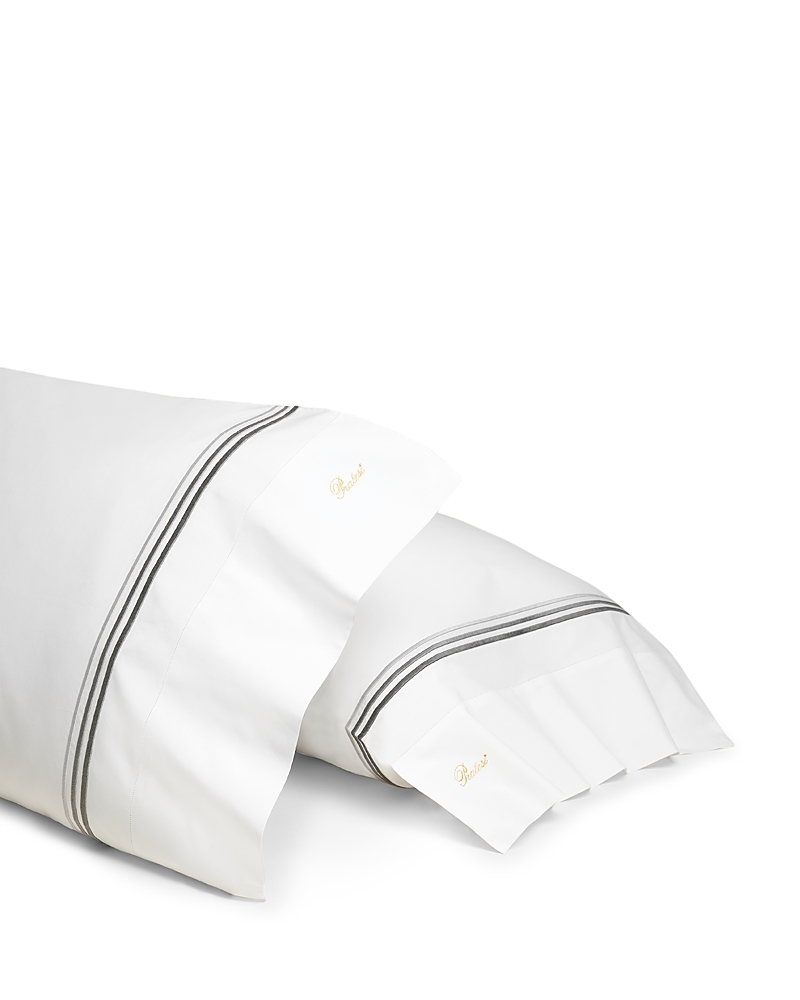 Pratesi Tre Righe Ombre Standard Pillowcase Set In White/charcoal