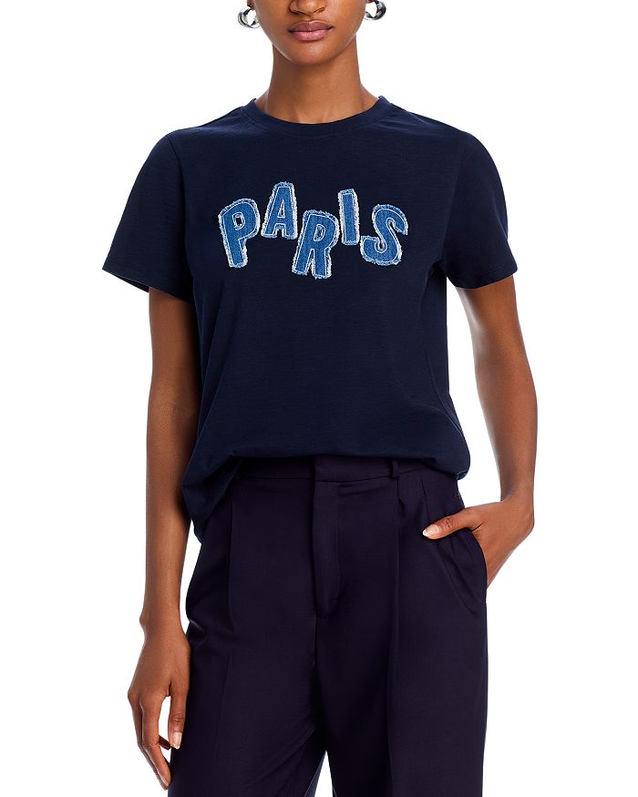 Cinq à Sept Patched Denim Paris Tee | Bloomingdale's