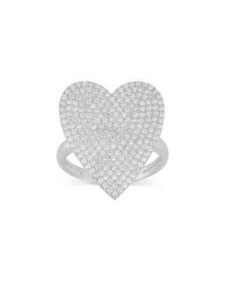 Aqua Pave Heart Ring in Rhodium Plated Sterling Silver - Exclusive