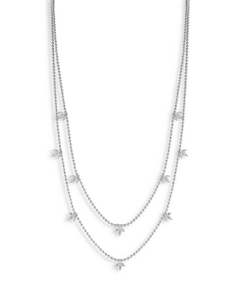 Shop Aqua Pave Leaf Layered Necklace, 14-16 - Exclusive In Silver