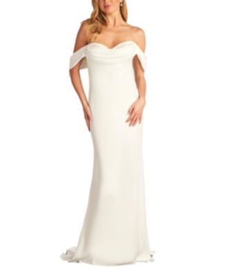 Amishta Off-The-Shoulder Crepe Gown