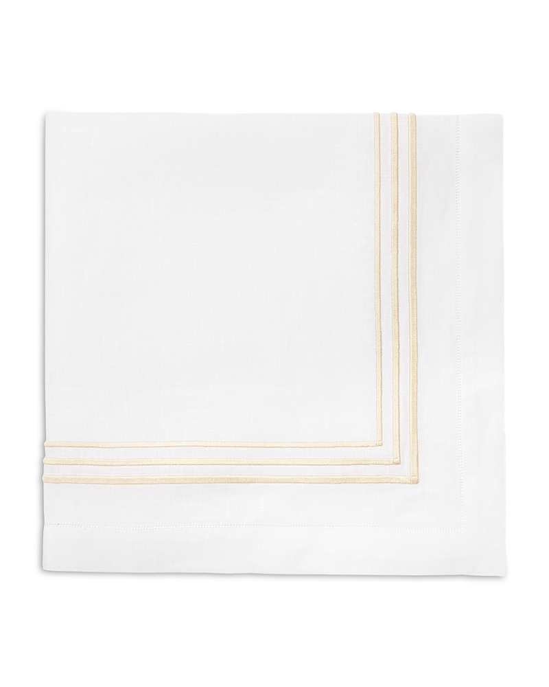 Pratesi Tre Righe Dinner Napkins, Set Of 4 In White/beige