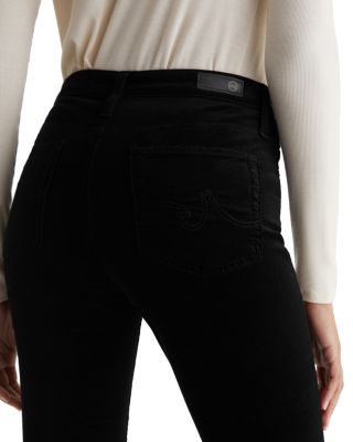 Farrah Bootcut Mid Rise Velvet Jeans in Super Black