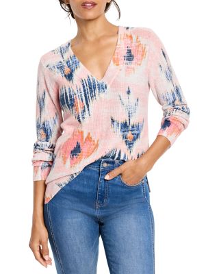 NIC+ZOE - Abstract Floral Waffle Knit Top