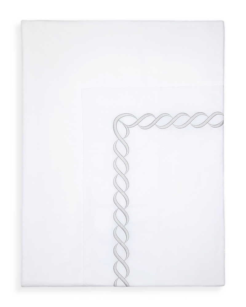 Pratesi Treccia Moderno Flat Sheet, Twin In White/sterling