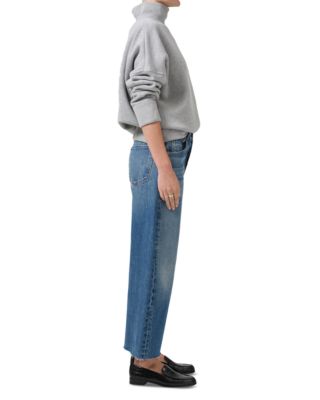 Ayla Raw Hem High Rise Cropped Wide Leg Jeans in Doheny