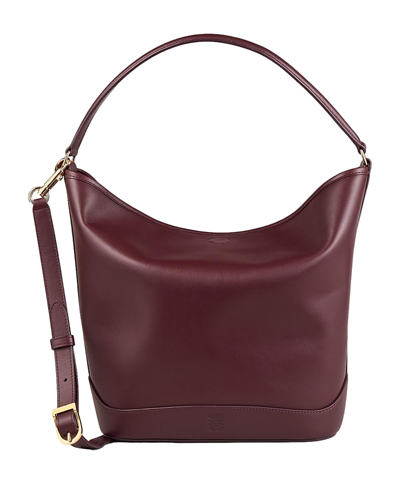 Sandro Logo-print Bucket Bag In Bordeaux