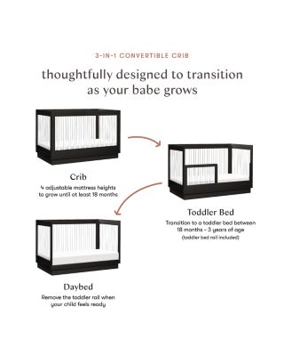Harlow Acrylic 3 in 1 Convertible Crib with Toddler Bed Conversion Kit