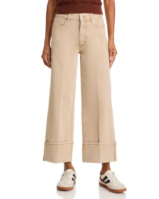 Sasha High Rise Cuffed Wide Leg Jeans in Vintage Soft Sand