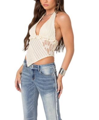 Quinta Lacey Asymmetric Halter Top