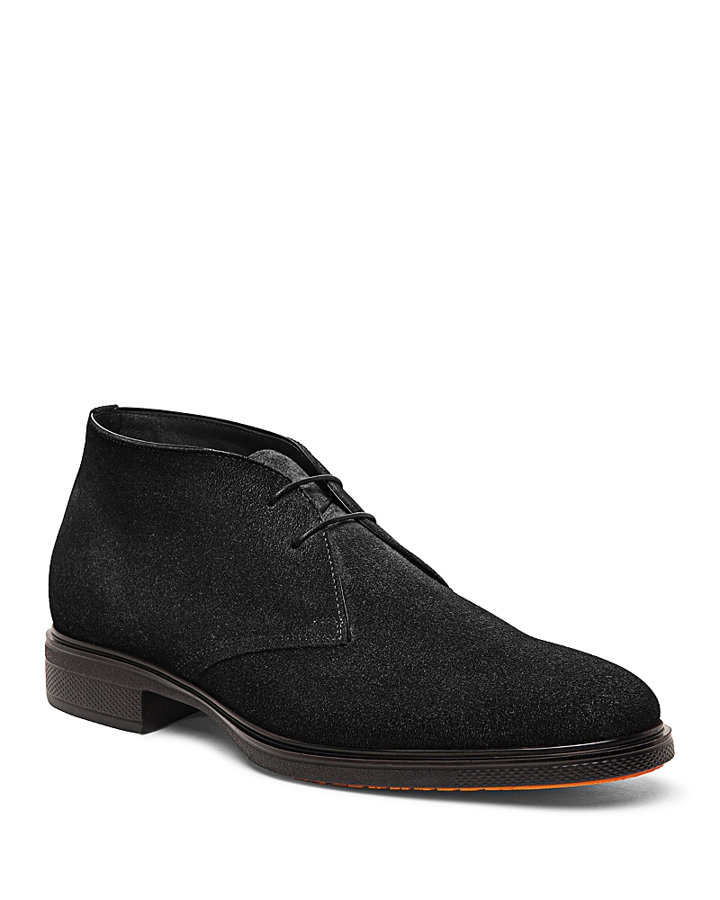 Santoni Men's Easy Suede Derby Shoes In Black