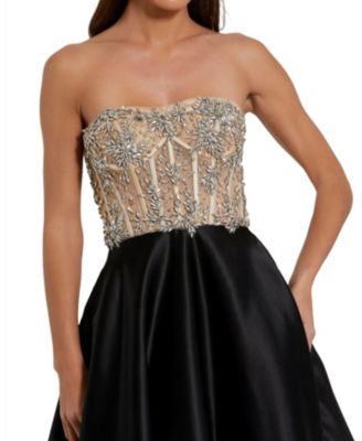 Strapless Embellished Detail Bustier Ball Gown