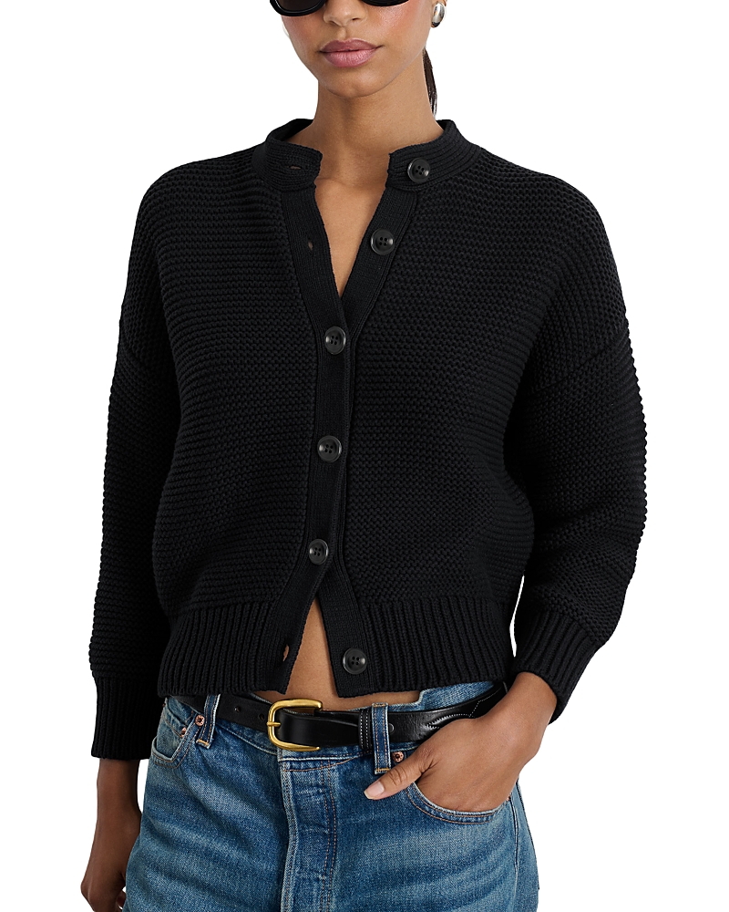 Alex Mill Nico Crewneck Cotton Cardigan In Black
