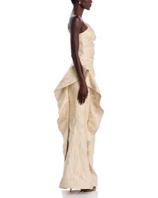 Metallic Jacquard One Shoulder Gown