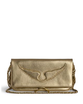 Zadig Voltaire Rock Wings Metallic Grained Leather Clutch Bloomingdale s