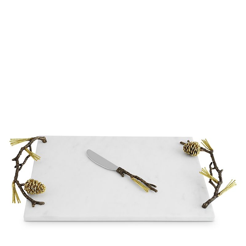 Michael Aram Pine Cone Cheeseboard With Knife In White