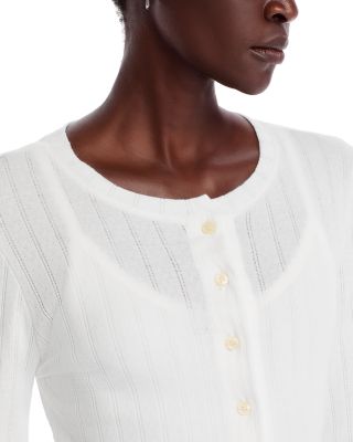 Pointelle Crewneck Cardigan