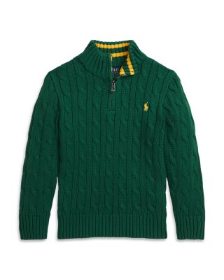 Ralph Lauren - Boys' Cable Knit Cotton Quarter Zip Sweater - Little Kid