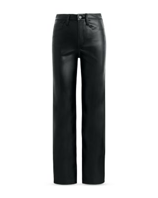 The Margot Faux Leather Straight Jeans in Black