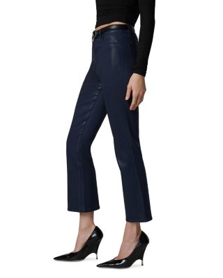 The Callie Coated High Rise Cropped Bootcut Jeans in Navy