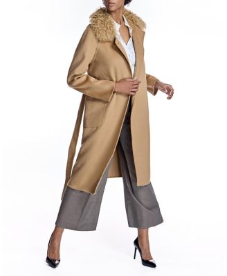 Belted Wool Coat with Collar