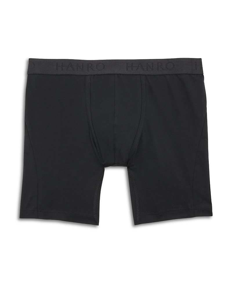 Hanro Mens Black Elasticated Slim-fit Stretch-cotton Trunks In Black