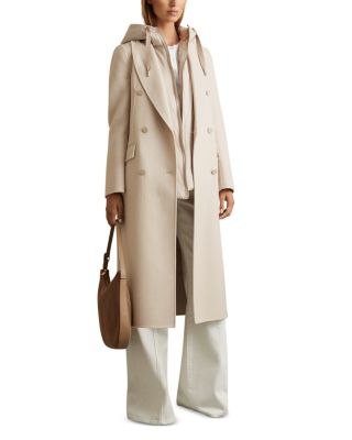 REISS Maeve Wool Blend Double Breasted Blindseam Trench Coat