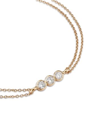 14K Yellow Gold Lab Grown Diamond Trio Bezel Chain Bracelet