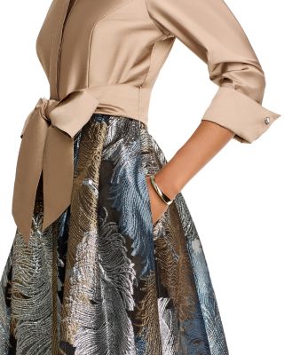 Metallic Jacquard Shirt Dress Gown