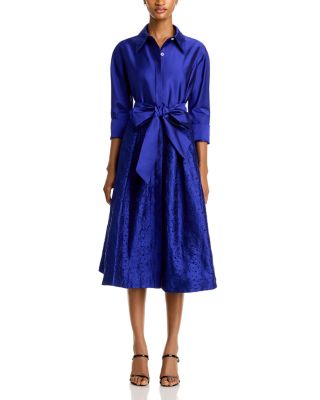 Embroidered Sash Belt Shirt Dress