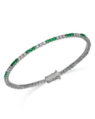 Bloomingdale's Fine Collection Emerald & Diamond Bracelet Tennis Bracelet in 14K White Gold