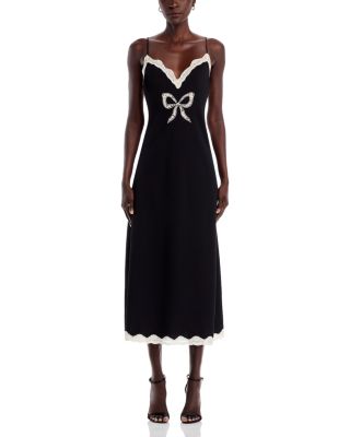 knee length dresses for ladies Circe Satin Lace Maxi Dress Black / XXL