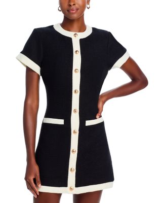 AQUA Tweed Short Sleeve Mini Dress - Exclusive | Bloomingdale's