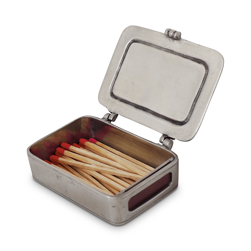 Match Lidded Box With Striker And Es In Pewter