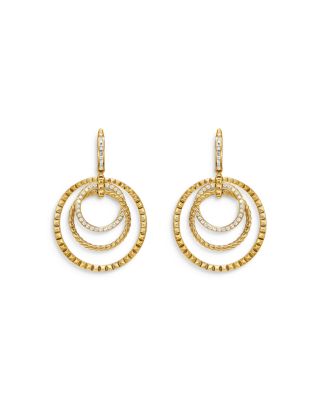 Crossover Trio Drop Earrings in 18K Yellow Gold with Diamonds, 35mm