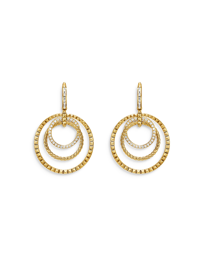 David Yurman Crossover Trio Drop Earrings in 18K Yellow Gold with Diamonds, 35mm