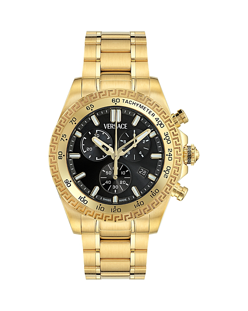 Versace Men's Swiss Chronograph X Gold Ion Plated Stainless Steel Bracelet Watch 44mm In Black/gold
