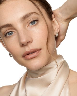 Crossover Three Row Huggie Hoop Earrings in Sterling Silver with 18K Yellow Gold, 13mm