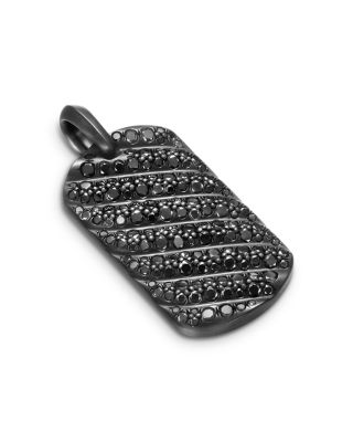 David Yurman - Men's Sculpted Cable Tag in Black Titanium with Black Diamonds, 35mm