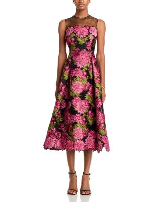 green emerald velvet dress Teri Jon Floral Print Chiffon Beaded Halter MaxiDress 256019