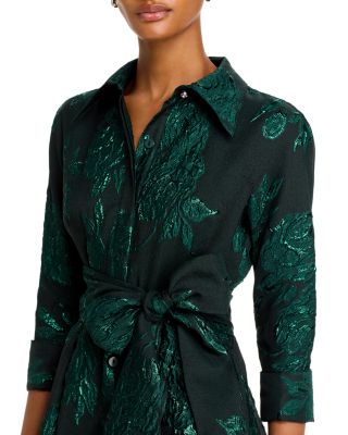 Metallic Jacquard Midi Shirt Dress