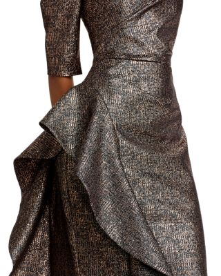 Jacquard Off The Shoulder Gown