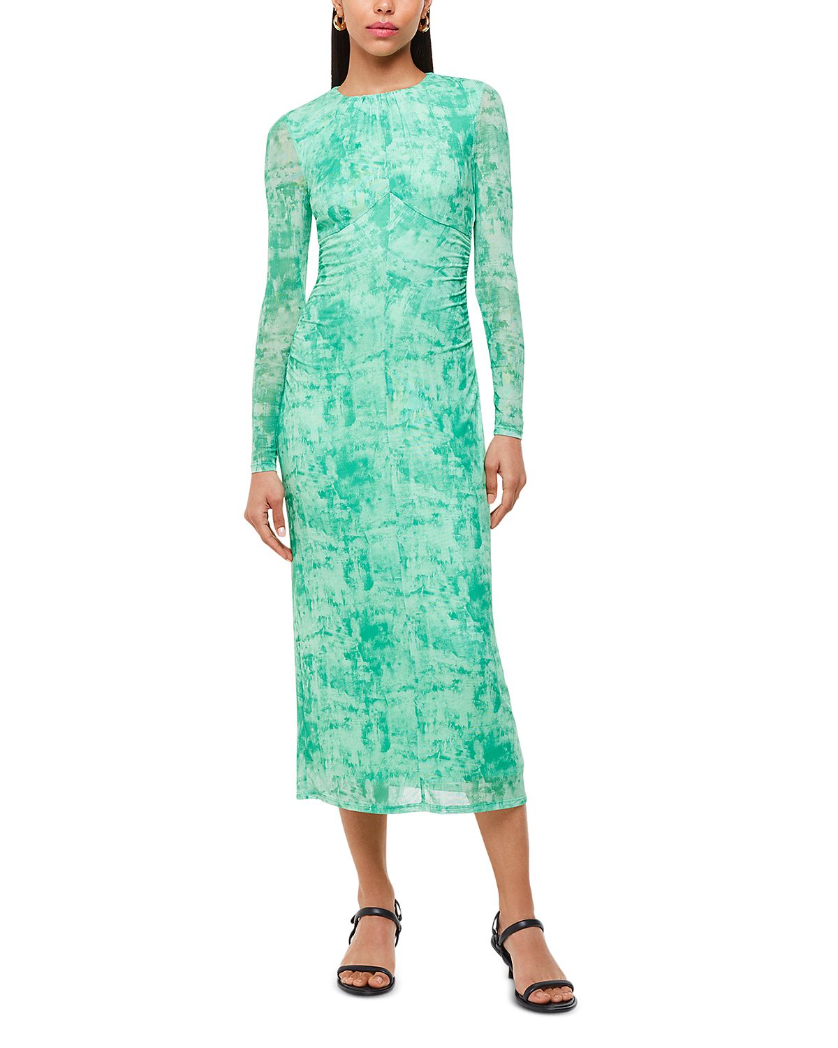 Whistles Brushwork Print Mesh Dress