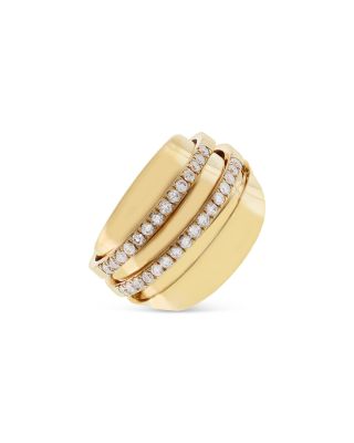 18K Yellow Gold Pav&eacute; Diamond Double Row Statement Ring - Exclusive, Italy Campaign