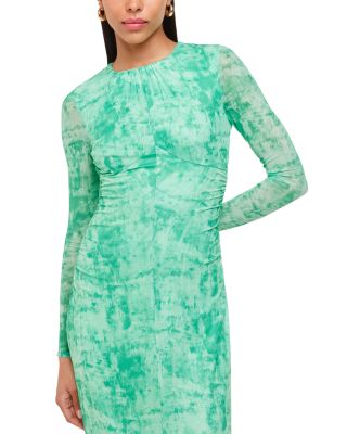 Brushwork Print Mesh Dress