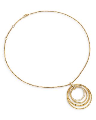 Crossover Trio Pendant Necklace in 18K Yellow Gold with Diamonds, 39.5mm